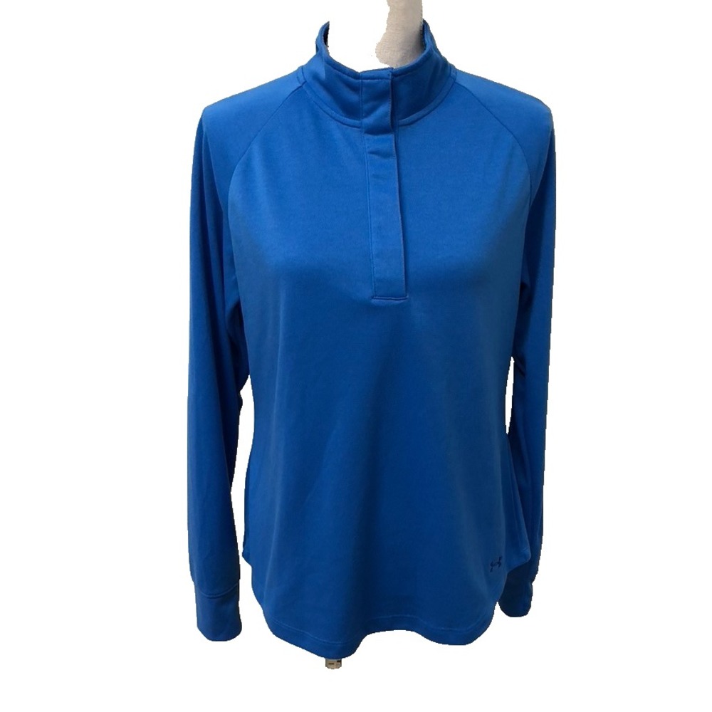 Under Armour Pullover Activewear Top Womens Large Blue Button Outdoor Running